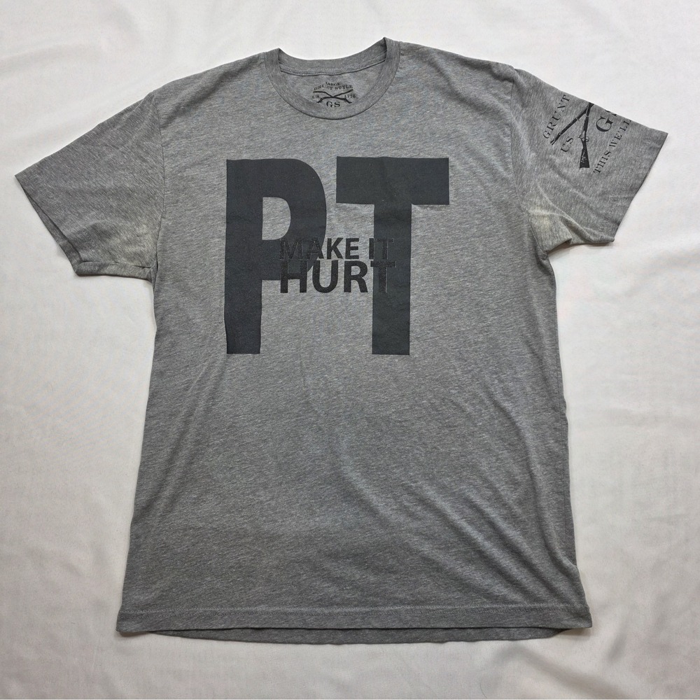 Grunt Style Men's Gray PT Make It Hurt Short Sleeve T-Shirt. Size L